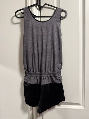 Athleisure Sleeveless Romper in Heather Gray and Black